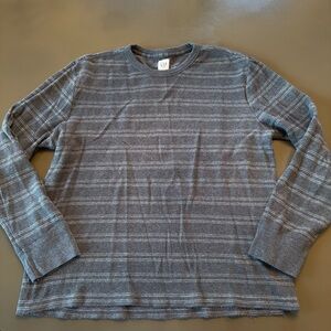 Men’s GAP Long Sleeve Gray & White Striped Thermal